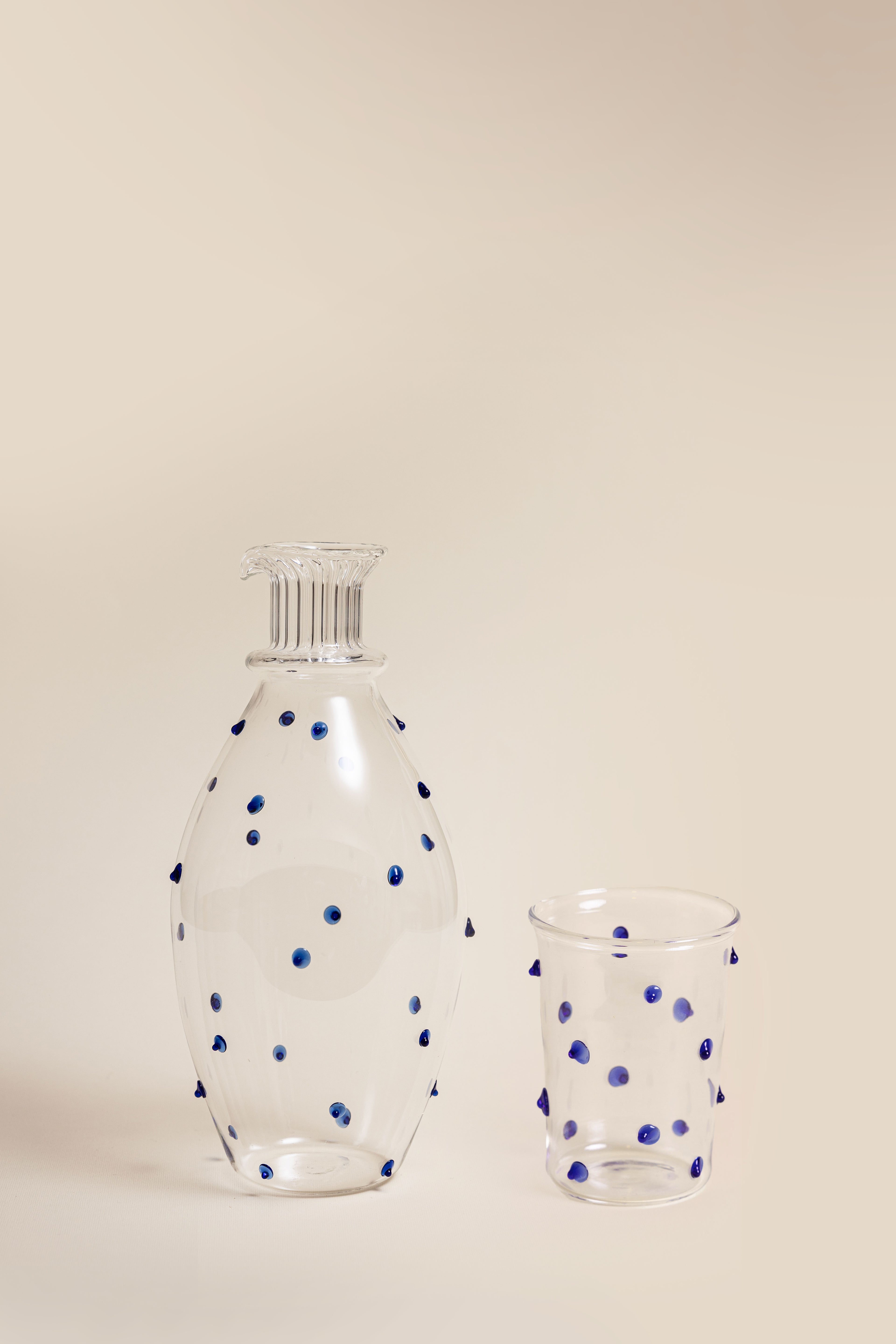 Blue Dots Pitcher & Glasses Set