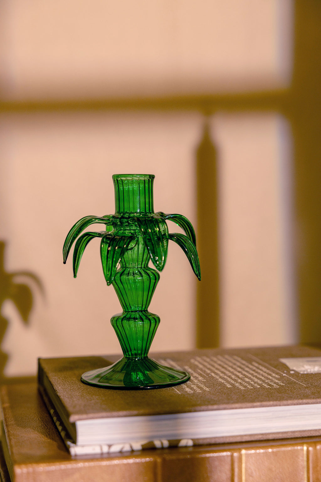 Green Palm Candle Holder Set