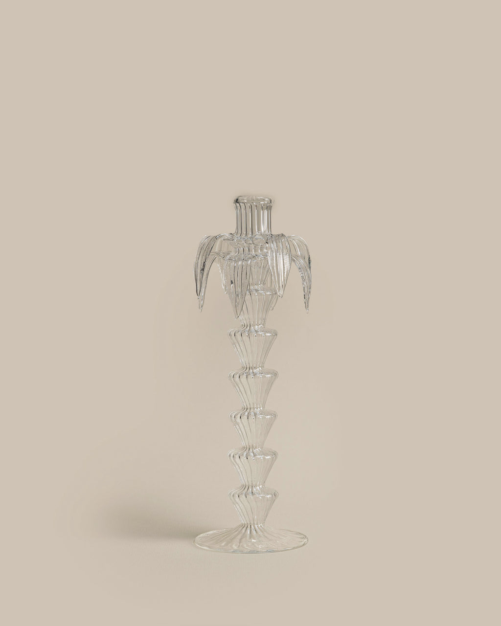 Clear Palm Candle Holder Set