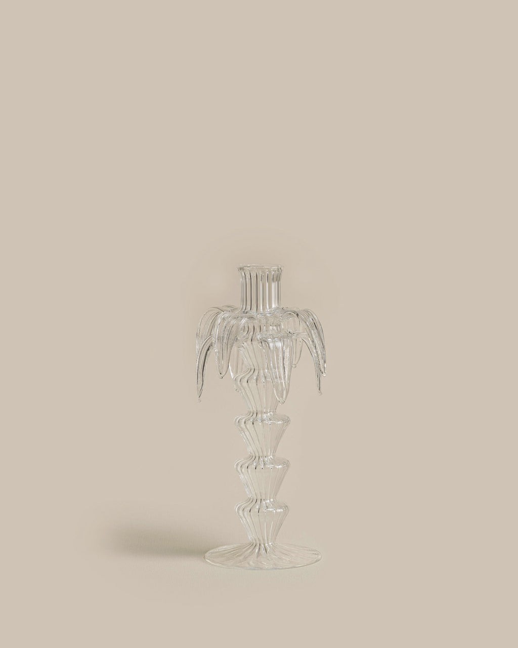 Clear Palm Candle Holder Set