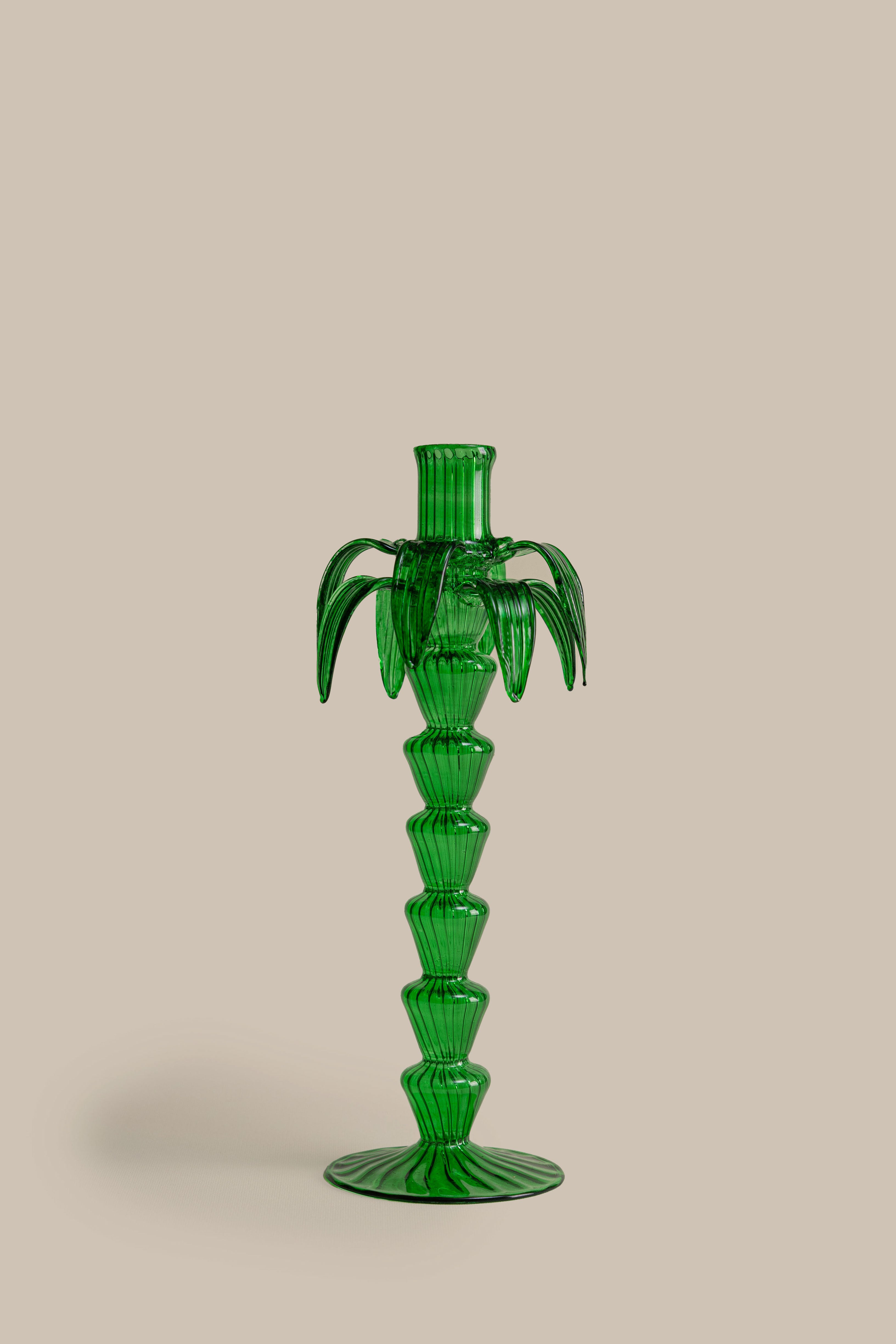 Green Palm Candle Holder Set