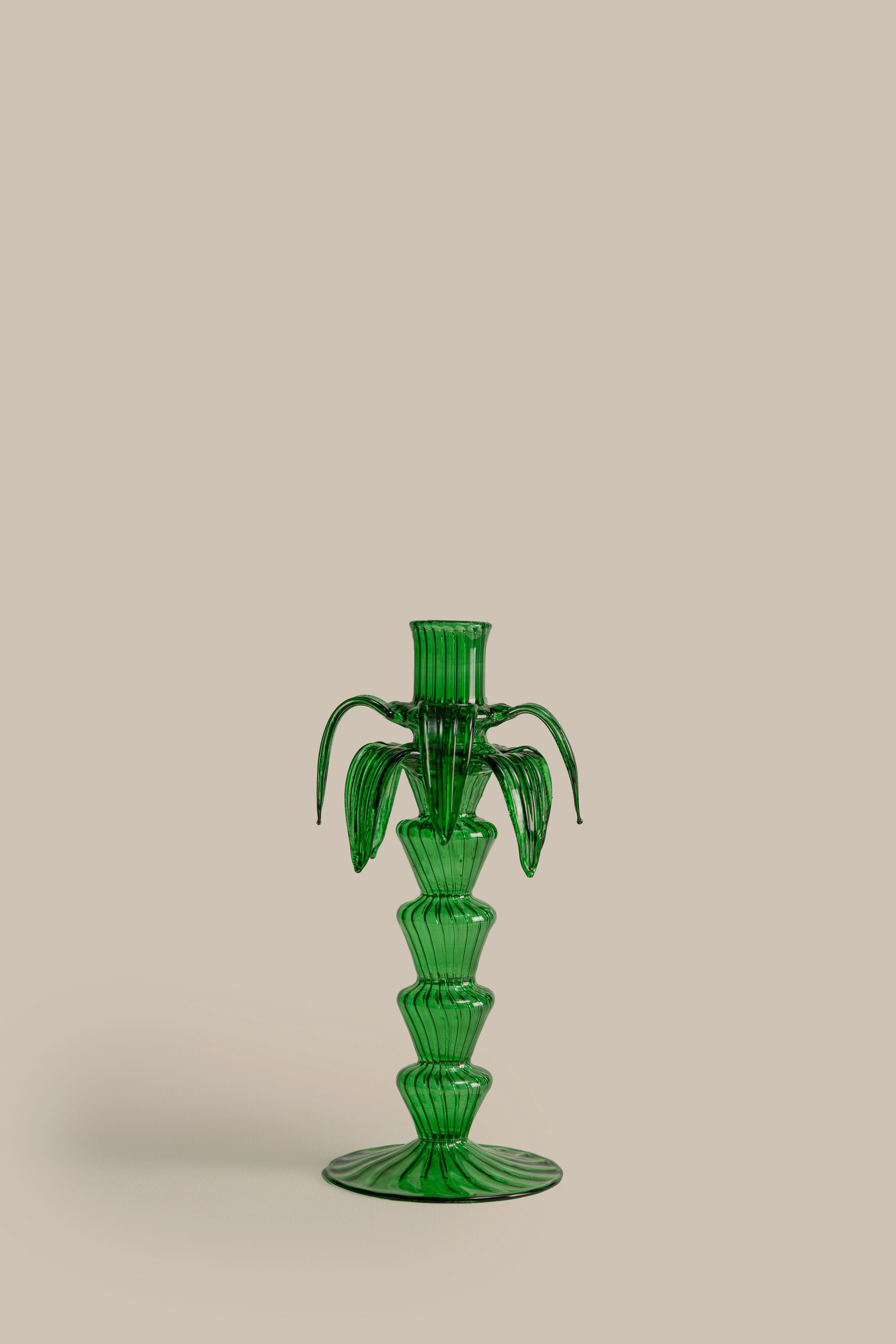 Green Palm Candle Holder Set